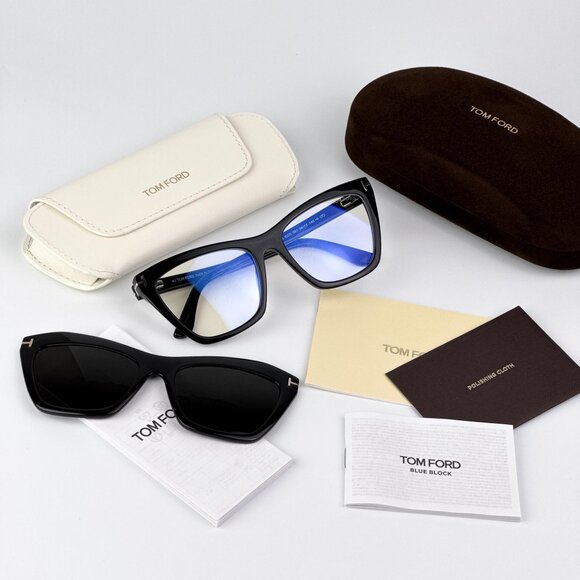 Tom Ford FT5971-B Women’s Black Glasses Magnetic Clip-On | Model FT5971-B 014 - Picture 12 of 13